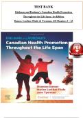 TEST BANK - Edelman and Kudzma's Canadian Health Promotion Throughout the Life Span, 1st Edition by Dames & Tyerman, All 25 Chapters Covered, Verified Latest Edition