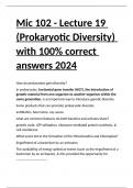 Mic 102 - Lecture 19 (Prokaryotic Diversity) with 100- correct answers 2024