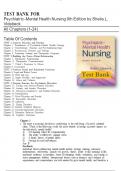 Test Bank for Psychiatric–Mental Health Nursing 9th Edition by Sheila L. Videbeck All Chapters (1-24)