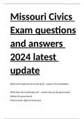 Missouri Civics Exam questions and answers 2024 latest update.