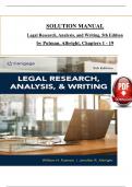 Solution Manual - Legal Research, Analysis, and Writing 5th Edition by Putman & Albright  All 19 Chapters Covered, Verified Latest Edition