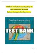 TEST BANK For Psychopharmacology: Drugs, the Brain, and Behavior, 3rd Edition By Meyer Nursing, Verified Chapters 1 - 20, Complete Newest Version