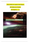 TEST BANK For Inquiry into Physics 8th Edition by Ostdiek, Verified Chapters 1 - 12, Complete Newest Version