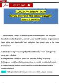 Florida Civic Literacy Exam (FCLE) (2024 / 2025) Expected Questions and Verified Answers, 100% Guarantee Pass