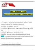 ANCC PMHNP Exam (2024 / 2025) Expected Questions and Verified Answers, 100% Guarantee Pass