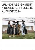 LPL4804 Assignment 1 (COMPLETE ANSWERS) Semester 2 2024 - DUE 15 August 2024