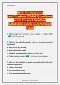 NHA Phlebotomy certification EXAM Questions with Correct Verified Solutions 100% Guaranteed Pass