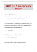 CTCM Test A Questions And  Answers