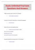 Ducks Unlimited Final tests Questions And Answers