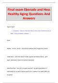 Final exam Ebersole and Hess  Healthy Aging Questions And  Answers