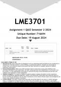 LME3701 Assignment 1 QUIZ (ANSWERS) Semester 2 2024 - DISTINCTION GUARANTEED