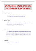 GA MLS Real Estate Units 9 to  12 Questions And Answers