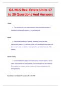 GA MLS Real Estate Units 17 to 20 Questions And Answers