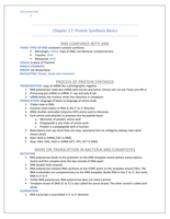 Chapter 17 Protein Synthesis Basics