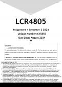 LCR4805 Assignment 1 (ANSWERS) Semester 2 2024 - DISTINCTION GUARANTEED