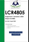 LCR4805 Assignment 1 (QUALITY ANSWERS) Semester 2 2024