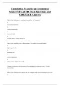 Cumulative Exam for environmental  Science UPDATED Exam Questions and  CORRECT Answers