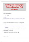 Leading and Managing in  Nursing Questions And  Answers