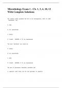 Microbiology Exam 1 - Ch. 1, 3, 4, 10, 12 With Complete Solutions