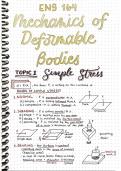 ENS 164 Mechanics of Deformable Bodies - Topic 1 Simple Stress