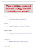 Managerial Economics and  Business Strategy Midterm Questions And Answers