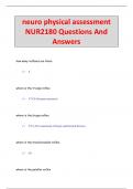 neuro physical assessment  NUR2180 Questions And  Answers