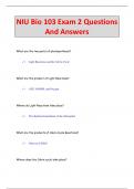 NIU Bio 103 Exam 2 Questions  And Answers