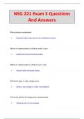 NSG 221 Exam 3 Questions  And Answers