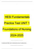  HESI Fundamentals Practice Test UNIT 1 Foundations of Nursing 2024-2025 