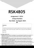 RSK4805 Assignment 3 (ANSWERS) 2024 - DISTINCTION GUARANTEED