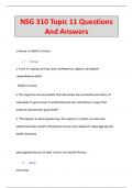 NSG 310 Topic 11 Questions  And Answers