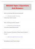 NSG310 Topic 2 Questions  And Answers