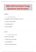 NSG 318 Final Exam Drugs Questions And Answers