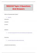 NSG318 Topic 2 Questions  And Answers