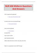 NUR 606 Midterm Questions  And Answers