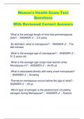 Women's Health Exam Test  Questions  With Reviewed Correct Answers