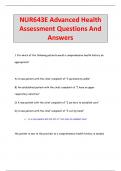 NUR643E Advanced Health  Assessment Questions And  Answers