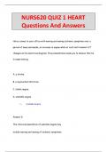 NURS620 QUIZ 1 HEART Questions And Answers