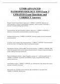 UTMB ADVANCED  PATHOPHYSIOLOGY 5355 Exam 3 UPDATED Exam Questions and  CORRECT Answers