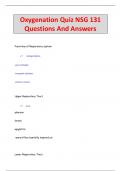 Oxygenation Quiz NSG 131 Questions And Answers