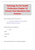 Pathology for the Health  Professions Chapter 13  Urinary Tract Questions And  Answers