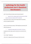 pathology for the health  professions test 2 Questions  And Answers