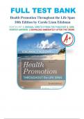 Test Bank For Health Promotion Throughout the Life Span 10th Edition By Carole Lium Edelman, Carol Lynn Mandle, Elizabeth C. Kudzma All Chapters 1-25 LATEST