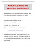 PEDS PROCTORED ATI Questions And Answers