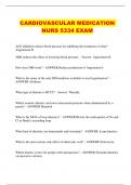 CARDIOVASCULAR MEDICATION NURS 5334 EXAM