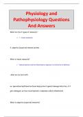 Physiology and Pathophysiology Questions  And Answers