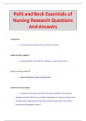 Polit and Beck Essentials of  Nursing Research Questions  And Answers