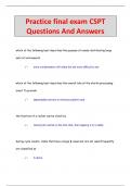 Practice final exam CSPT Questions And Answers