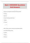 Quiz 1 MCB3020 Questions  And Answers