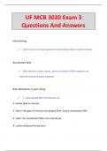 UF MCB 3020 Exam 3 Questions And Answers